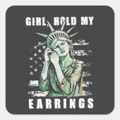 Sticker Carré Fille, Tiens mes oreilles Liberté Statut Américain (Devant)