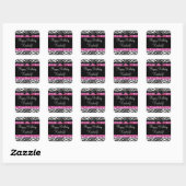Sticker Carré Fille Zebra Rose Hot Sparkle (Feuille)