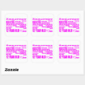 Sticker Carré Filles 12e anniversaire : Rose Plus grand 12 ans (Feuille)