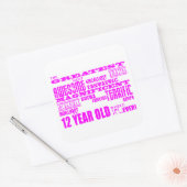 Sticker Carré Filles 12e anniversaire : Rose Plus grand 12 ans (Enveloppe)