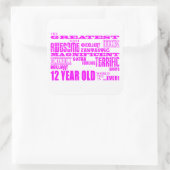 Sticker Carré Filles 12e anniversaire : Rose Plus grand 12 ans (Sac)