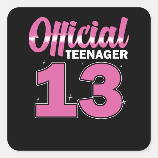 Sticker Carré Filles Adolescent officiel 13 Anniversaire (Devant)