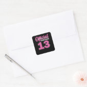 Sticker Carré Filles Adolescent officiel 13 Anniversaire (Enveloppe)