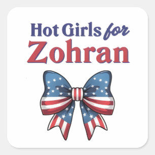 Sticker Carré Filles Chaudes Pour Zohran Mamdani Maire NYC États