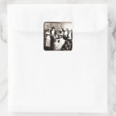 Sticker Carré Filles de fête Imprimer Vintage (Sac)