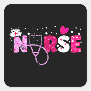 Sticker Carré Filles Femmes Infirmières Valentines Jour Cadeaux