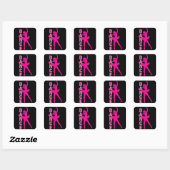 Sticker Carré Filles Hot rose Ballerina Danse (Feuille)