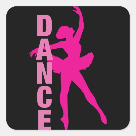 Sticker Carré Filles Hot rose Ballerina Danse (Devant)