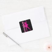 Sticker Carré Filles Hot rose Ballerina Danse (Enveloppe)