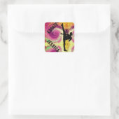Sticker Carré Filles Karate Tropical Swirl High Kick (Sac)