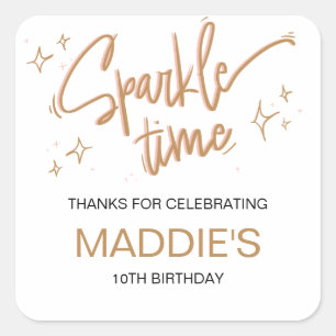 Sticker Carré Filles mignonnes Anniversaire Fête Favoriser l'heu
