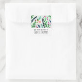 Sticker Carré Filles mignonnes Fleurs d'aquarelle pour enfants (Sac)