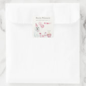 Sticker Carré Filles mignonnes Roses Fête Chien Chien Robe N'Imp (Sac)