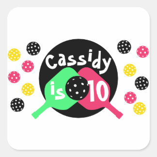 Sticker Carré Filles pickleball rose et vert