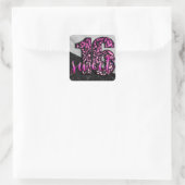 Sticker Carré Filles Roses Marbre Noir Doux 16 Anniversaire Fête (Sac)