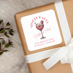Sticker Carré Filles Seules Cocktail Rose Soirée entre Filles