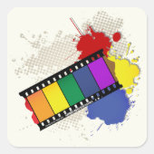 Sticker Carré Filmstrip Pop Art Arc-en-Ciel Coloré (Devant)