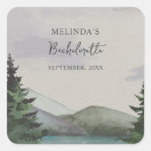 Sticker Carré Fin de semaine Rustic Mountain & Lake Bachelorette (Devant)