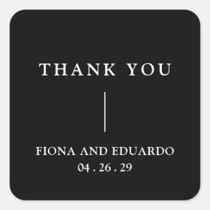 Sticker Carré Fiona Black Bold Monogram Mariage Moderne