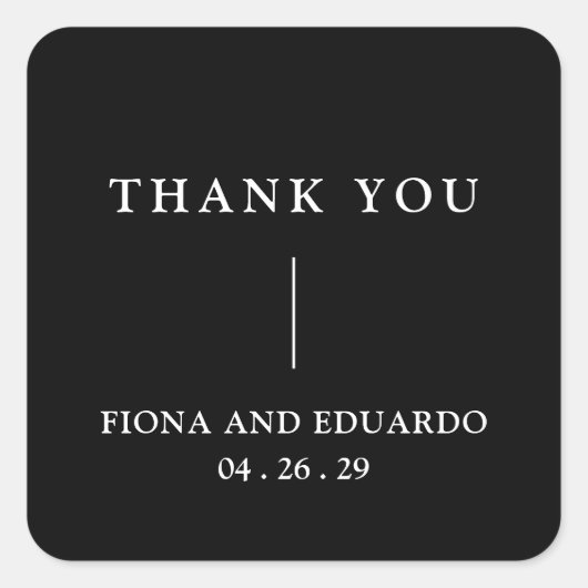 Sticker Carré Fiona Black Bold Monogramme Mariage moderne (Devant)
