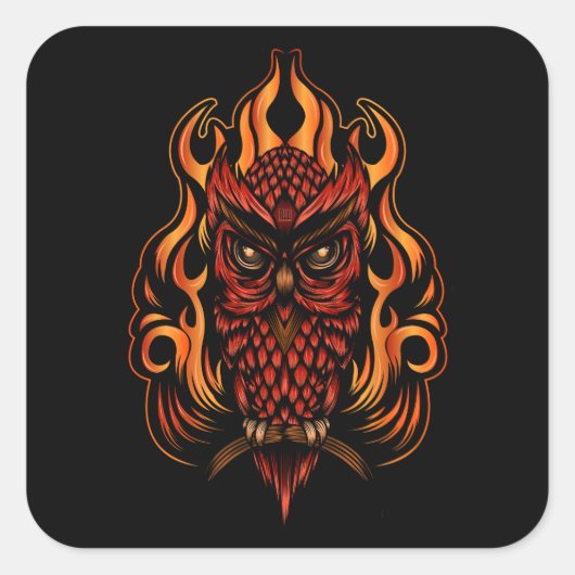 Sticker Carré Fire owl (Devant)