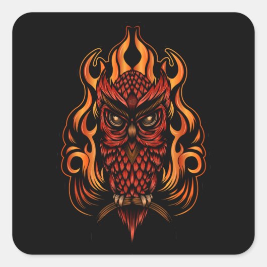 Sticker Carré Fire owl (Devant)