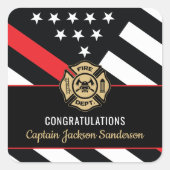 Sticker Carré Fireman Fire Department Firefighter Retirement (Devant)