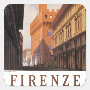 Sticker Carré Firenze, Florence, Palazzo Vecchio, Italie vintage