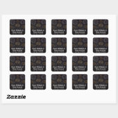 Sticker Carré Fireworks Thème Black Gold Silver Wedding Favorise (Feuille)