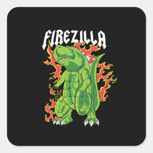 Sticker Carré Firezilla Green et le monstre de feu (Devant)