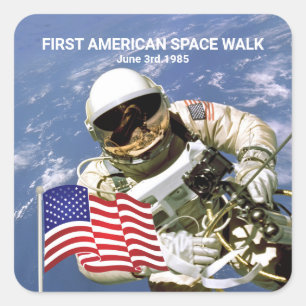 Sticker Carré First American Astronaut Space Walk