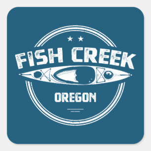 Sticker Carré Fish Creek Oregon Kayak