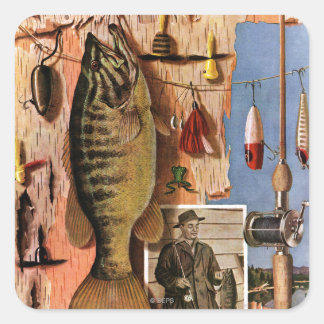 Sticker Carré Fishing Still Life by John Atherton