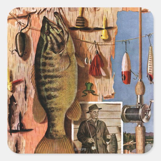 Sticker Carré Fishing Still Life by John Atherton (Devant)