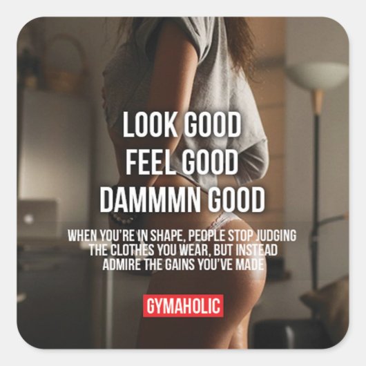 Sticker Carré Fitness Motivationnelle (Devant)