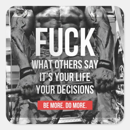 Sticker Carré Fitness Motivationnelle (Devant)