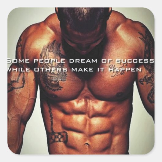 Sticker Carré Fitness Motivationnelle (Devant)