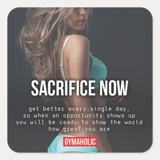 Sticker Carré Fitness Motivationnelle (Devant)