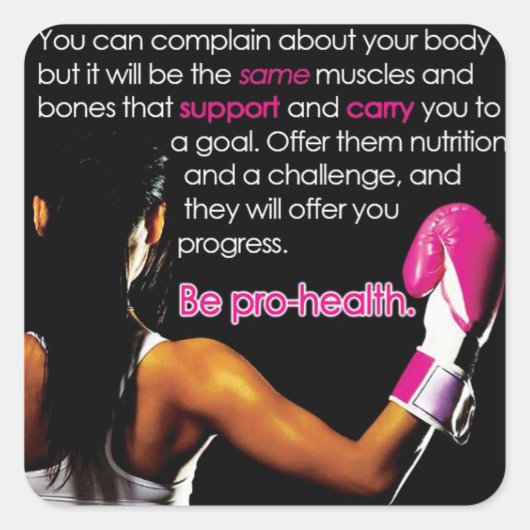 Sticker Carré Fitness Motivationnelle (Devant)