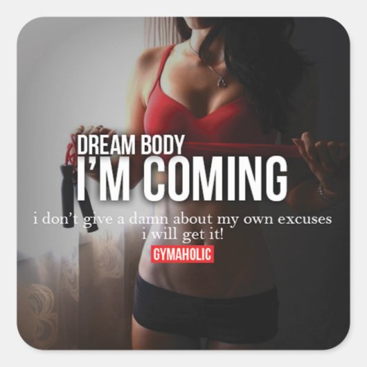 Sticker Carré Fitness Motivationnelle (Devant)