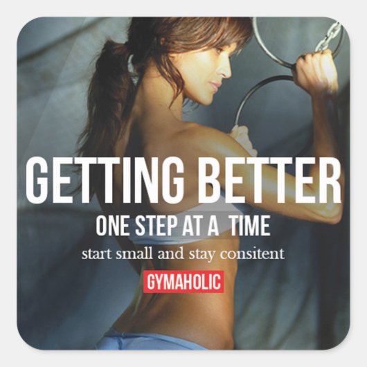 Sticker Carré Fitness Motivationnelle (Devant)