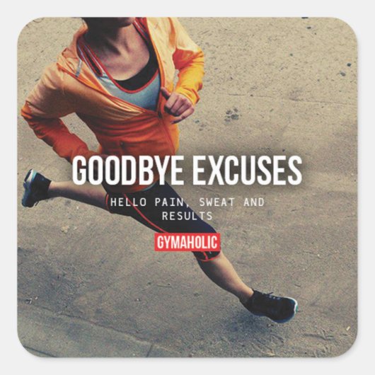 Sticker Carré Fitness Motivationnelle (Devant)