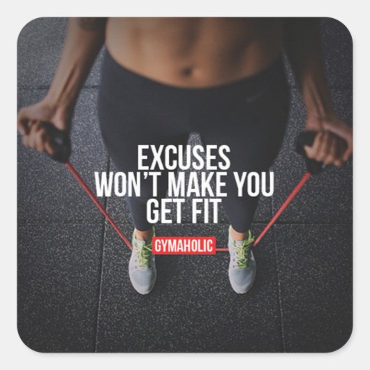 Sticker Carré Fitness Motivationnelle (Devant)