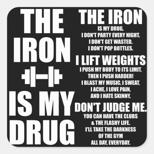 Sticker Carré Fitness Motivationnelle (Devant)