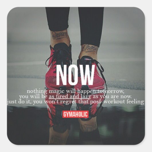 Sticker Carré Fitness Motivationnelle (Devant)