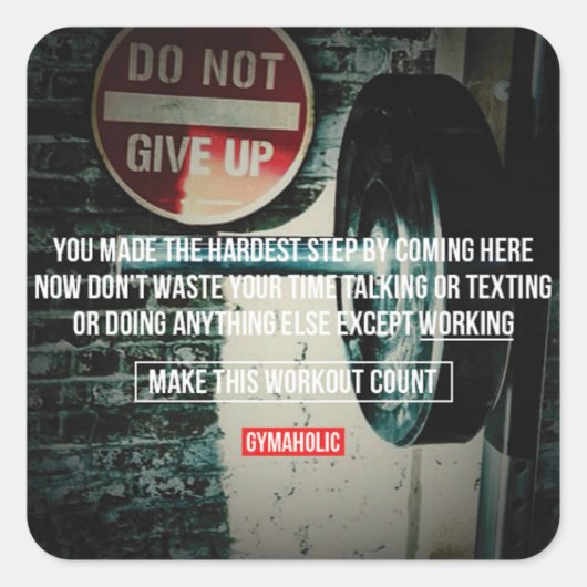 Sticker Carré Fitness Motivationnelle (Devant)