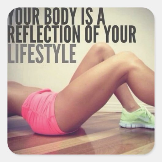 Sticker Carré Fitness Motivationnelle (Devant)