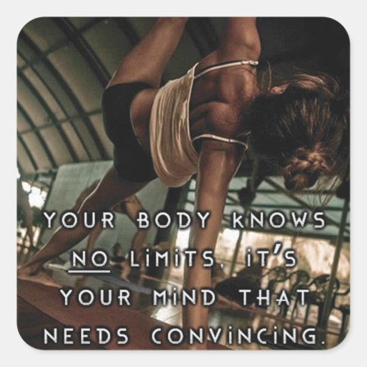 Sticker Carré Fitness Motivationnelle (Devant)