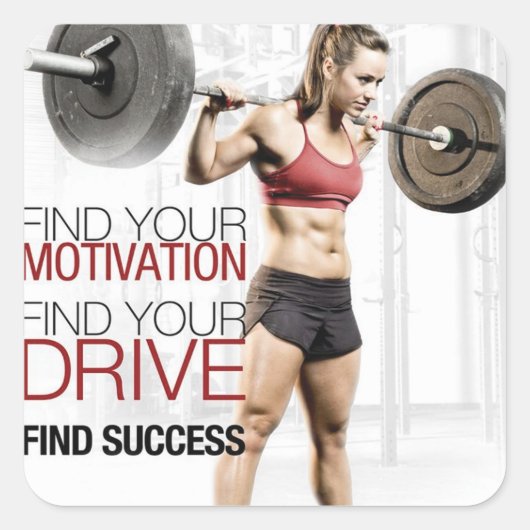 Sticker Carré Fitness Motivationnelle (Devant)