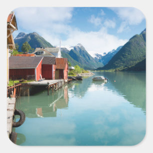 Sticker Carré Fjaerpayfjord paysage de fjord en Norvège